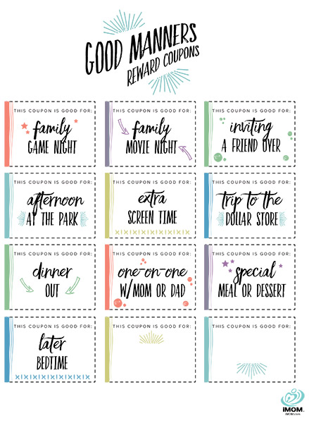 Good Manners Reward Coupons - iMom