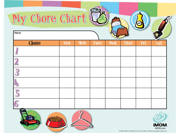 Free Customizable Chore Chart