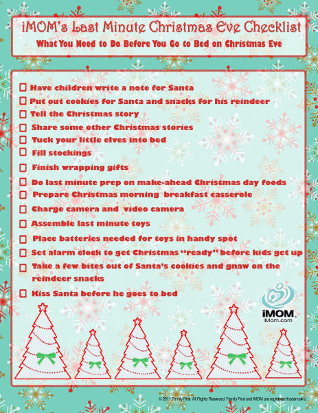 Christmas Eve Checklist - iMom