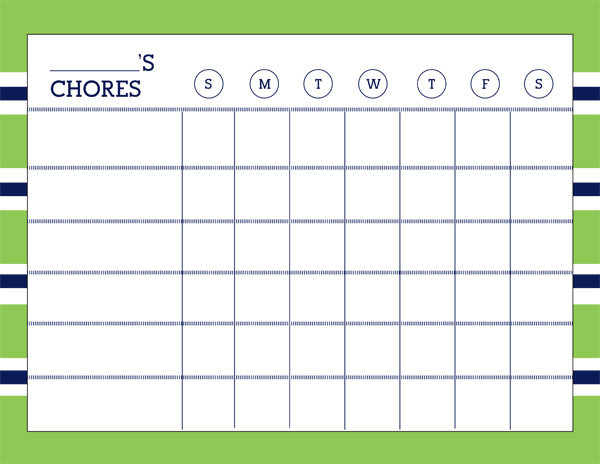 Fillable Weekly Chore Chart