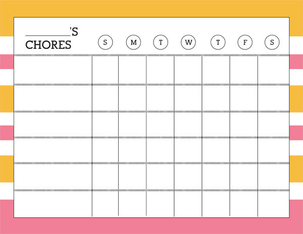 Printable Chore Charts For Teens