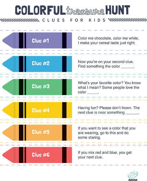 Colorful Treasure Hunt Clues for Kids! - iMom