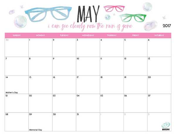 2017 Printable Calendar for Moms  iMom