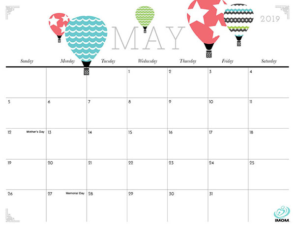 May Calendar 2019 Cute