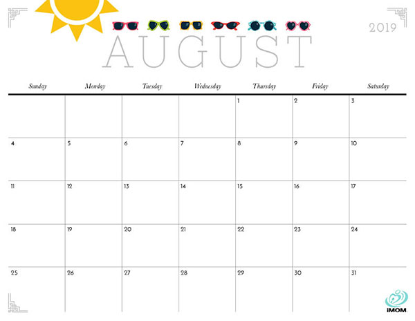 August 2019 Calendar Cute 673