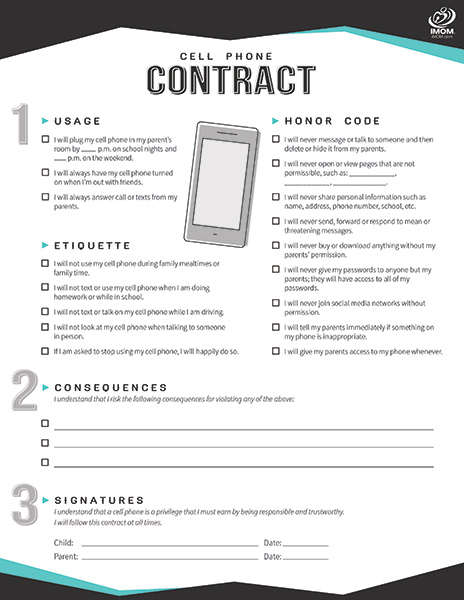 Printable Cell Phone Contract For Tweens Editable - prntbl ...