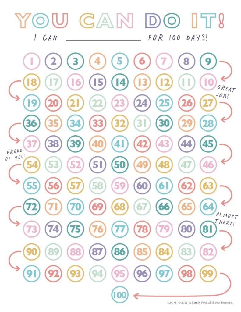 50-Day You Can Do It Chart - iMOM