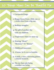 10 Things Moms Can Be Thankful For