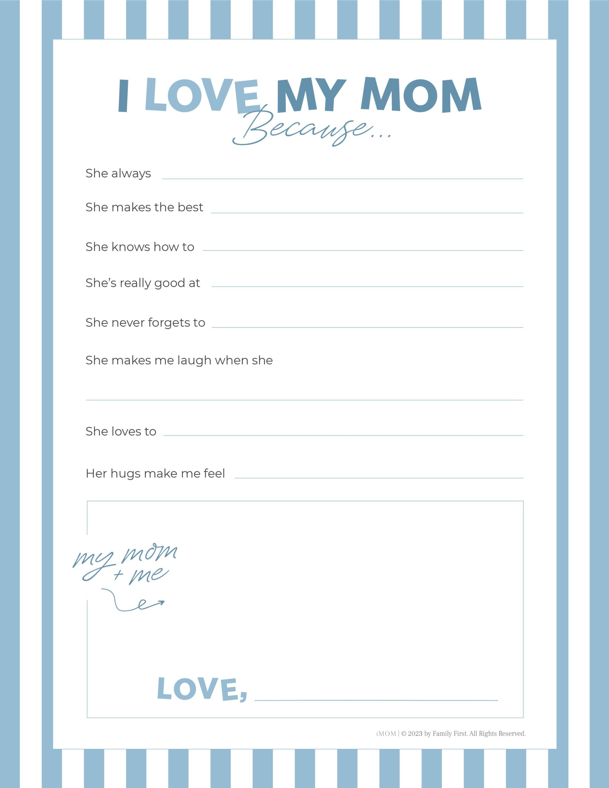 "I Love My Mom Because..." Printable