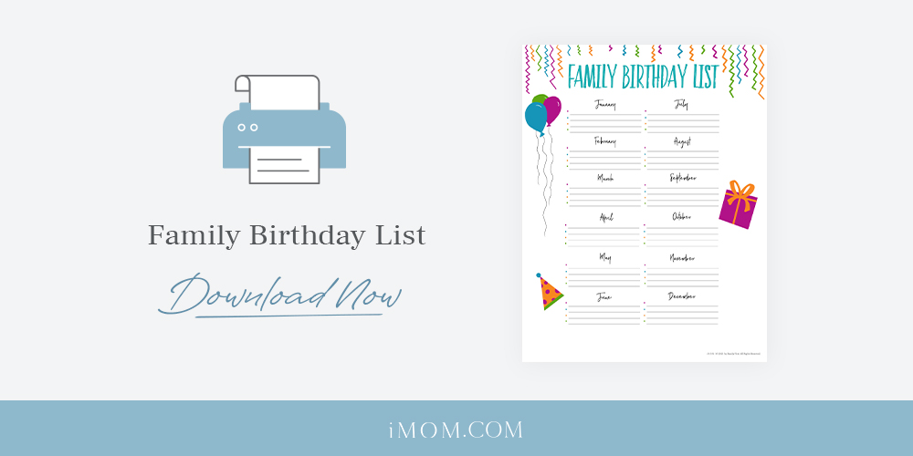 Birthday List Printable - Keep Track of Everyone&rsquo;s Special Day - iMOM