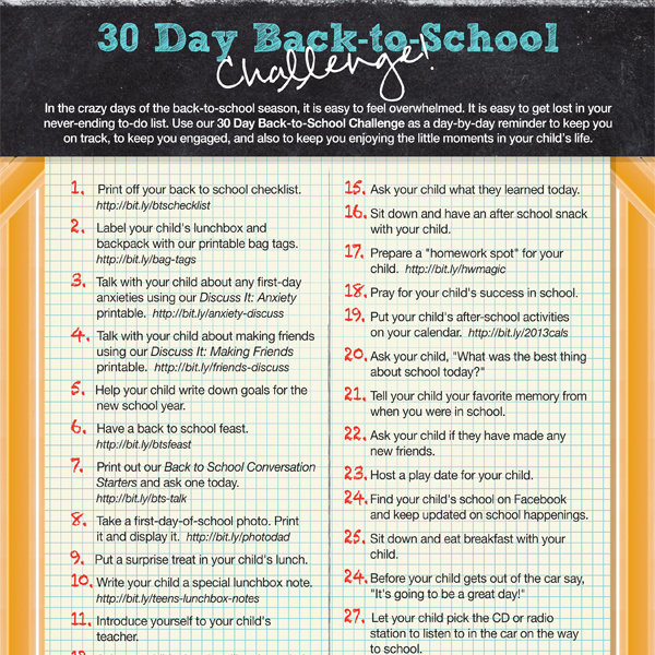 30 Day Back to School Challenge iMom