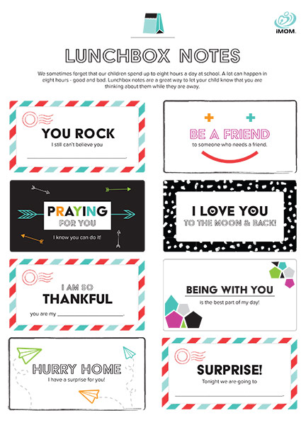 16 Free Cute Printable Lunchbox Notes For Kids Imom