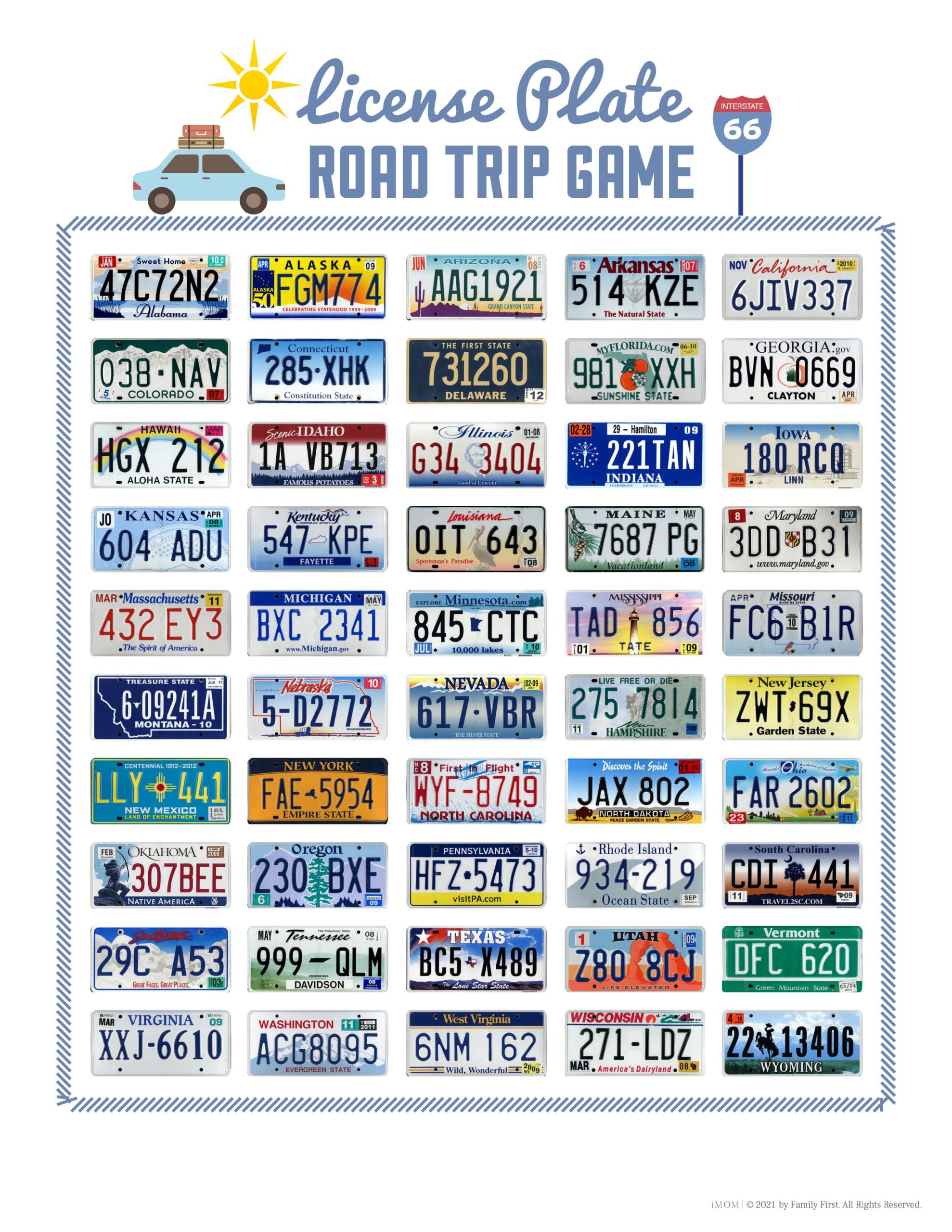 License Plate Printable Game