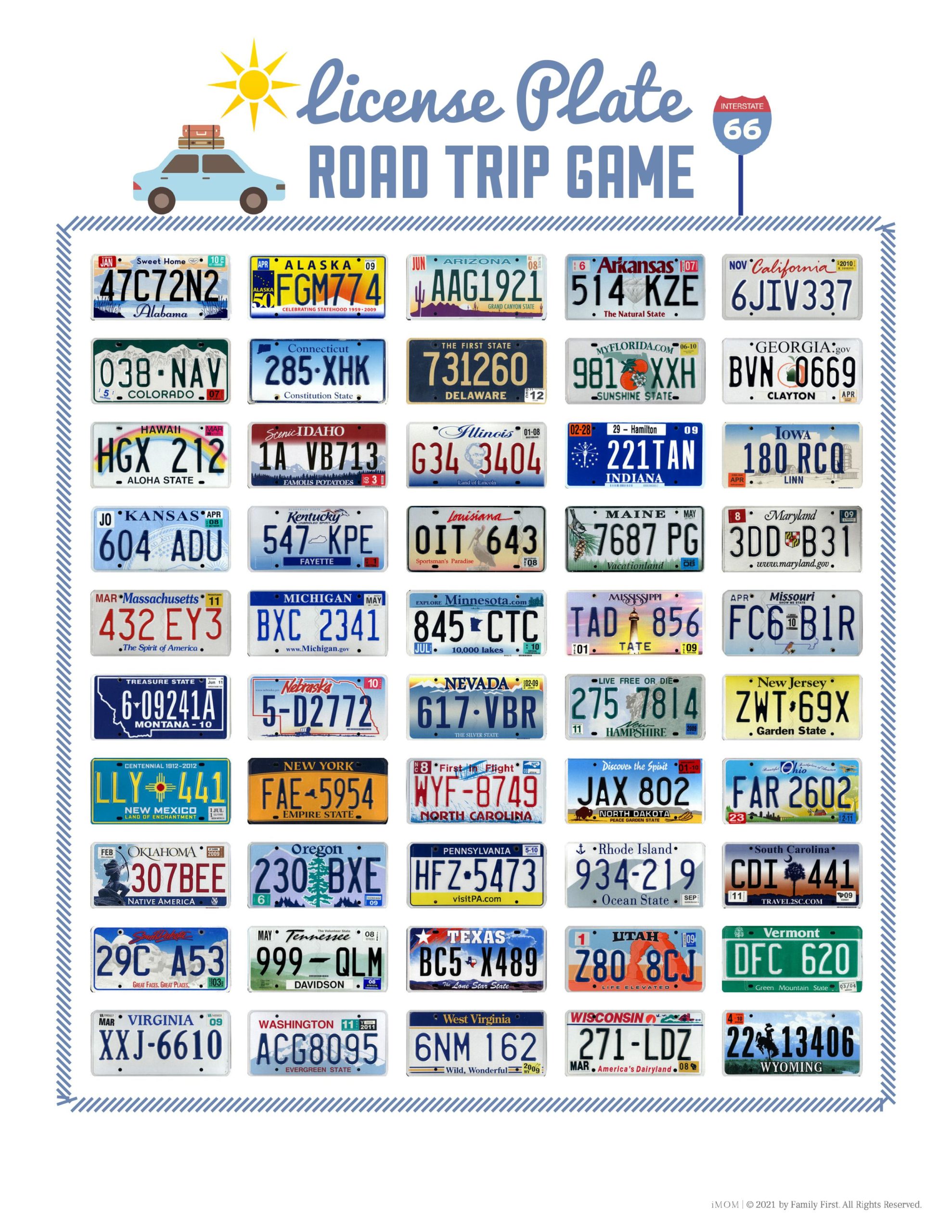 Free Printable License Plate Road Trip Game Boredom Buster!