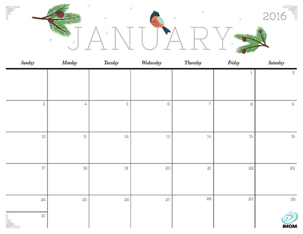 2016 printable calendar