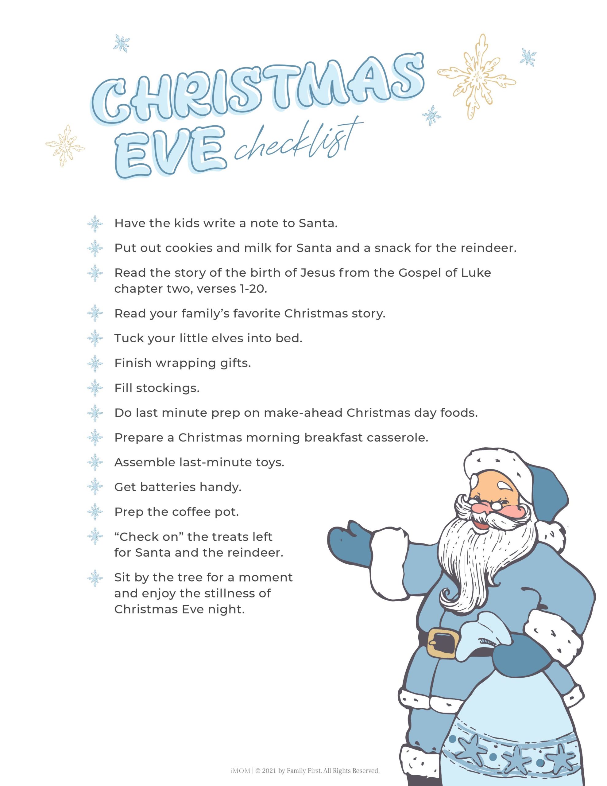 christmas eve checklist
