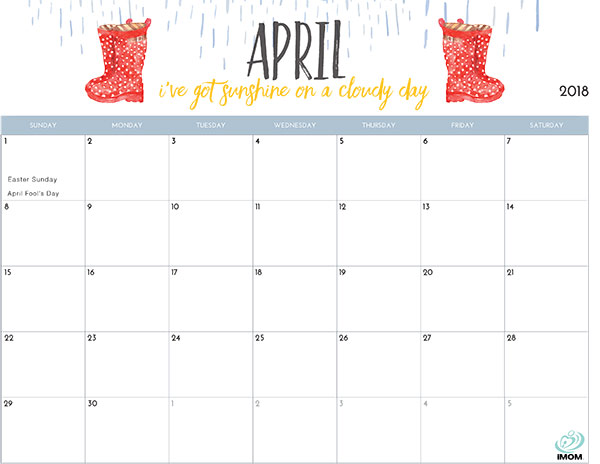 2018 Printable Calendar For Moms IMom