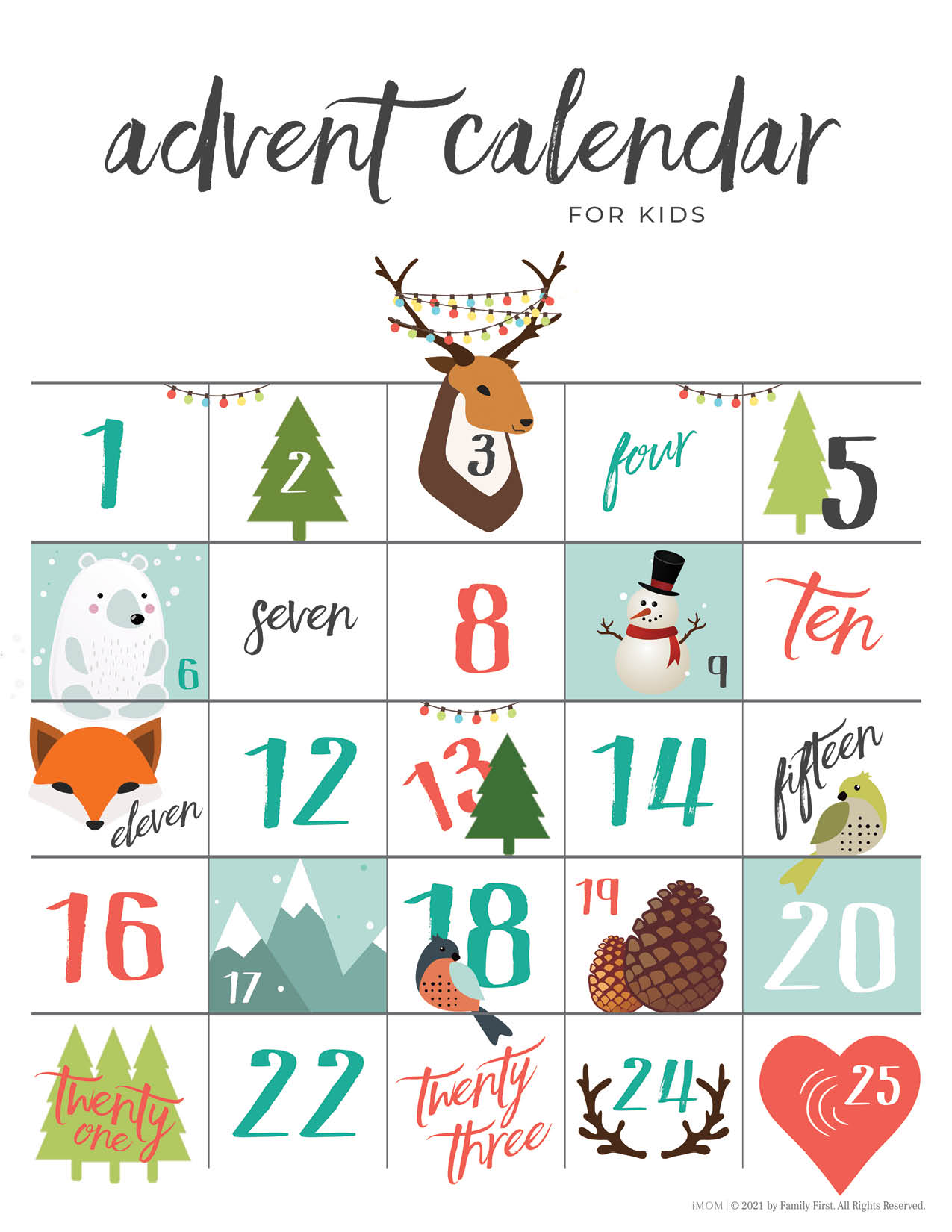 printable advent calendar for kids