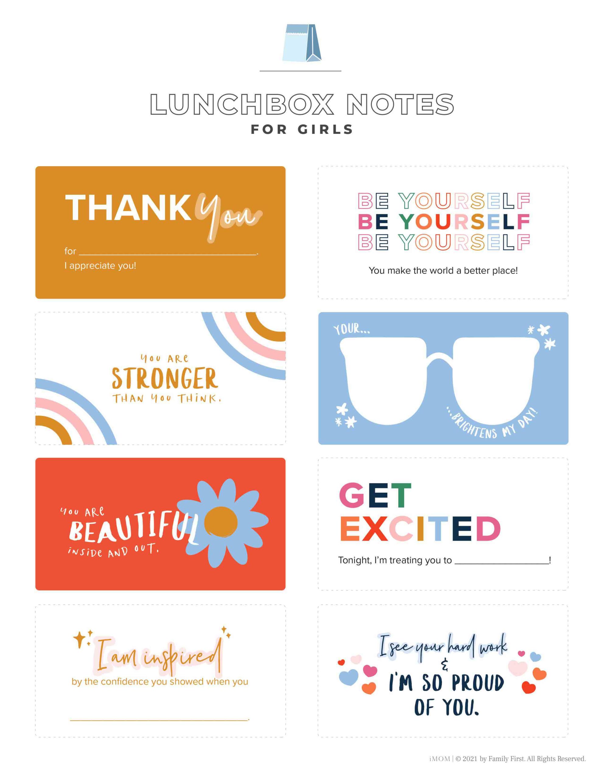 lunchbox notes for girls