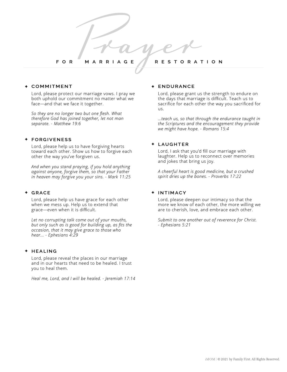 150+ Prayers for Families: Free Prayer Printables for Your Family - iMOM