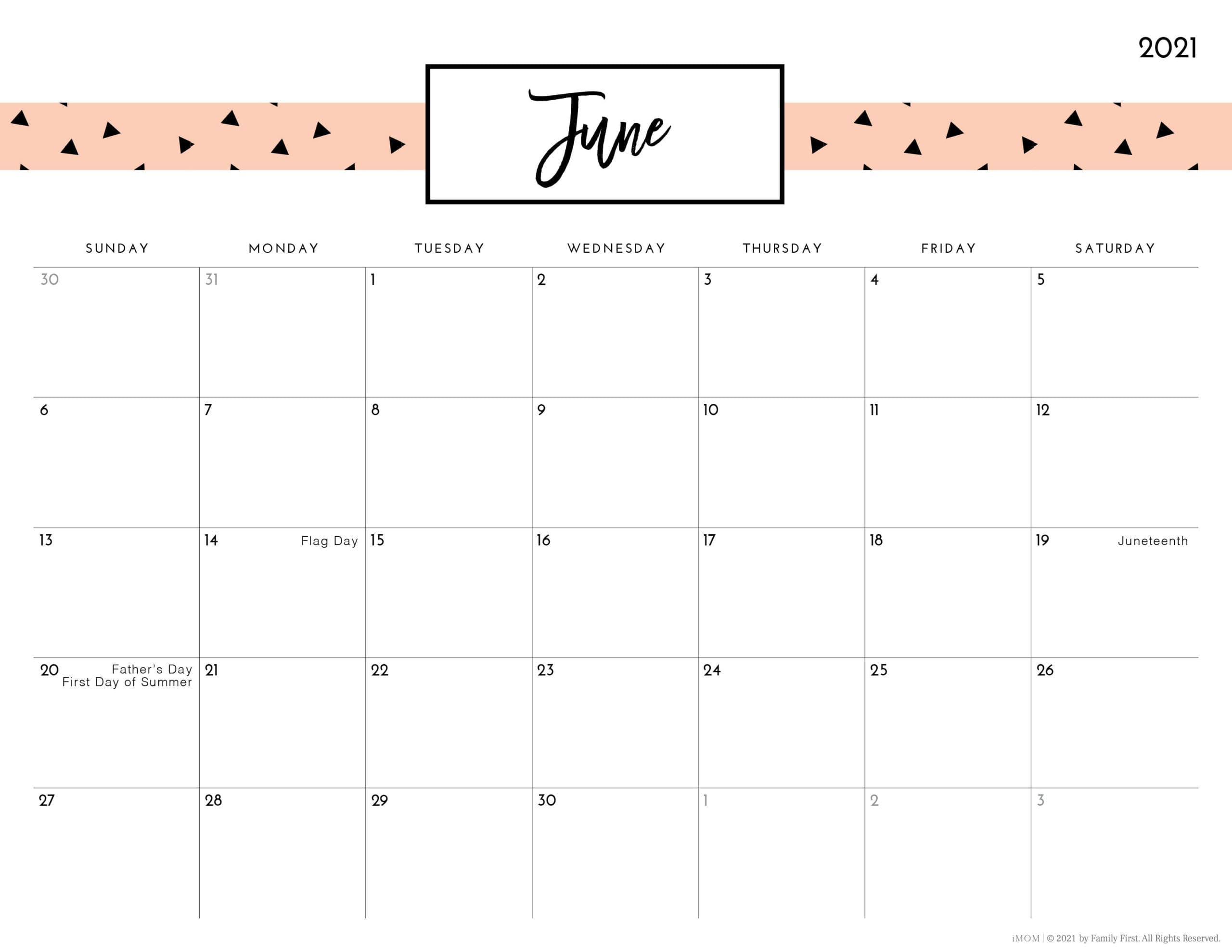 2021 Pretty Patterns Printable Calendar for Moms - iMOM