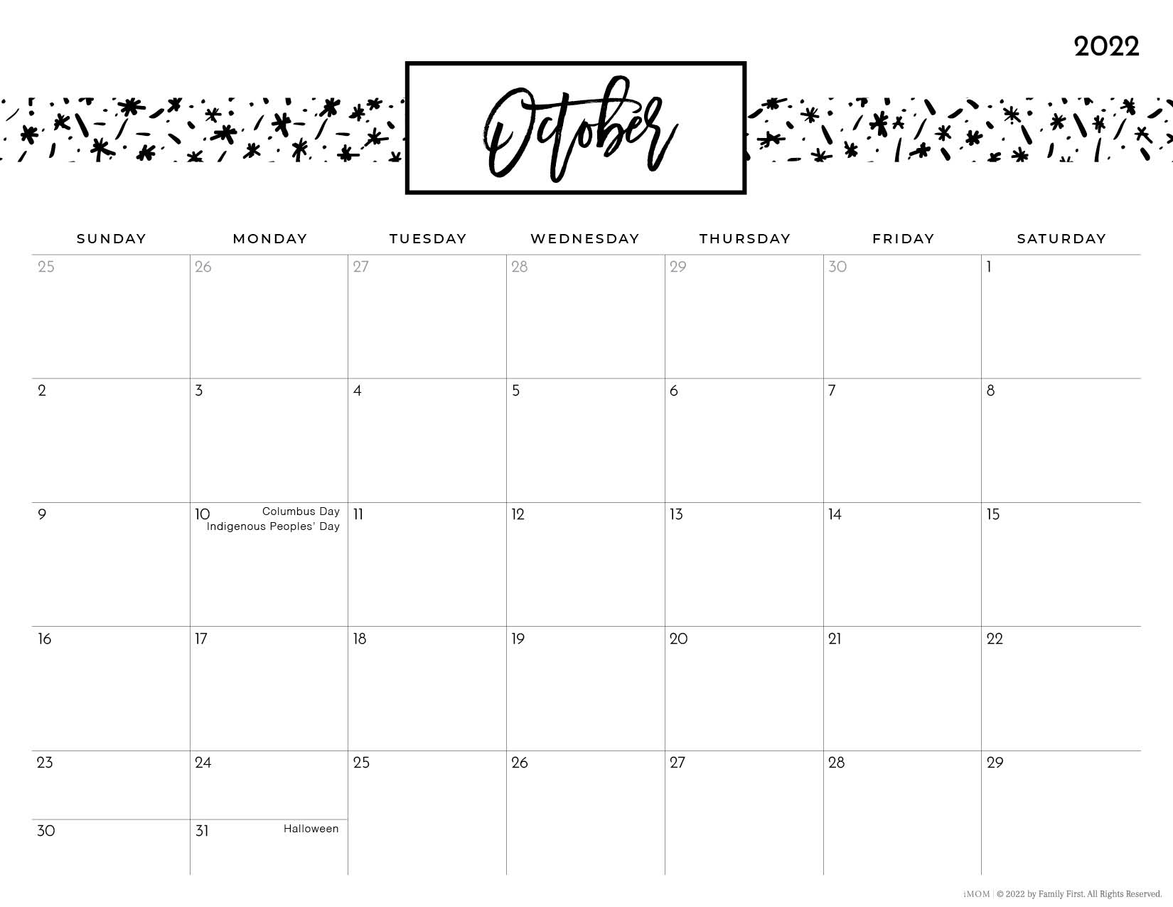2021 and 2022 Pretty Patterns Printable Calendar for Moms