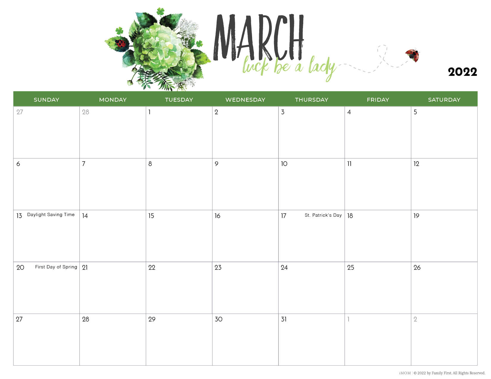 Free Monthly Printable Calendar 2022 2022 Printable Calendars For Moms - Imom