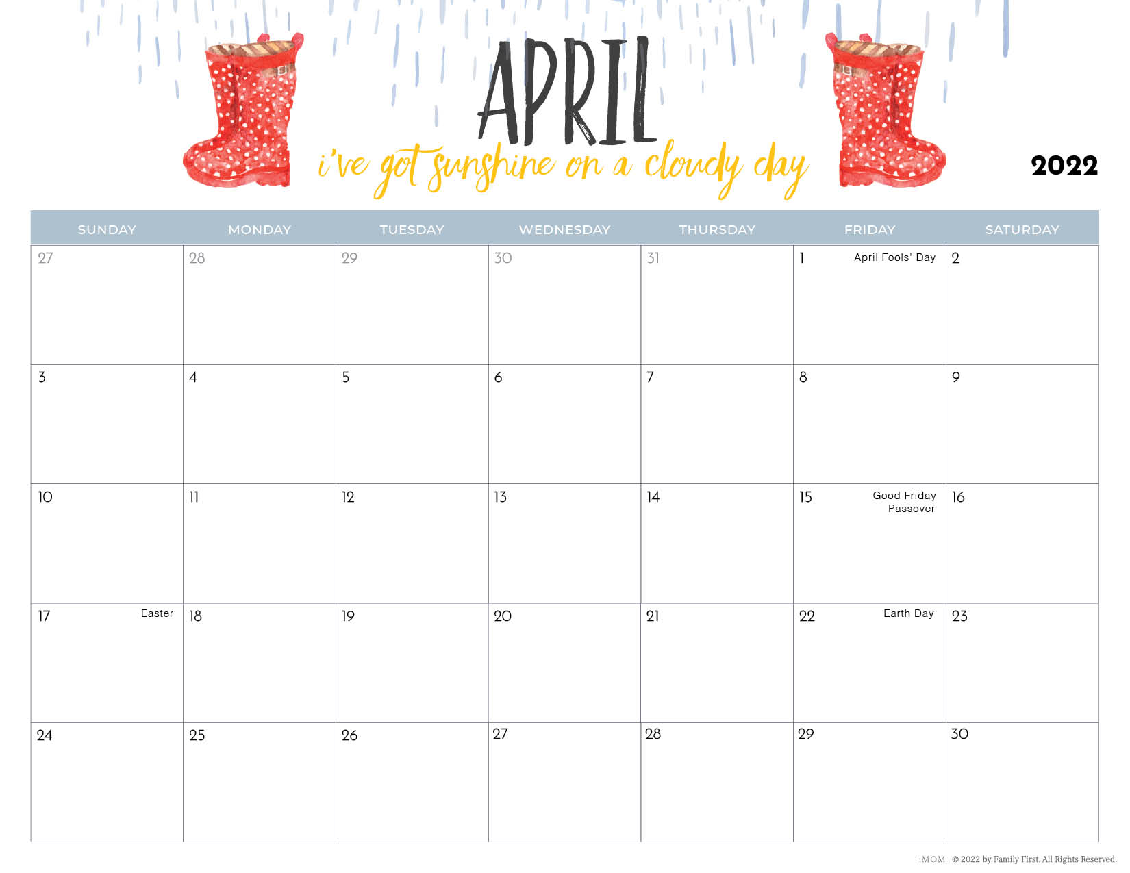 Free Printable Calendar April 2022 2022 Printable Calendars For Moms - Imom