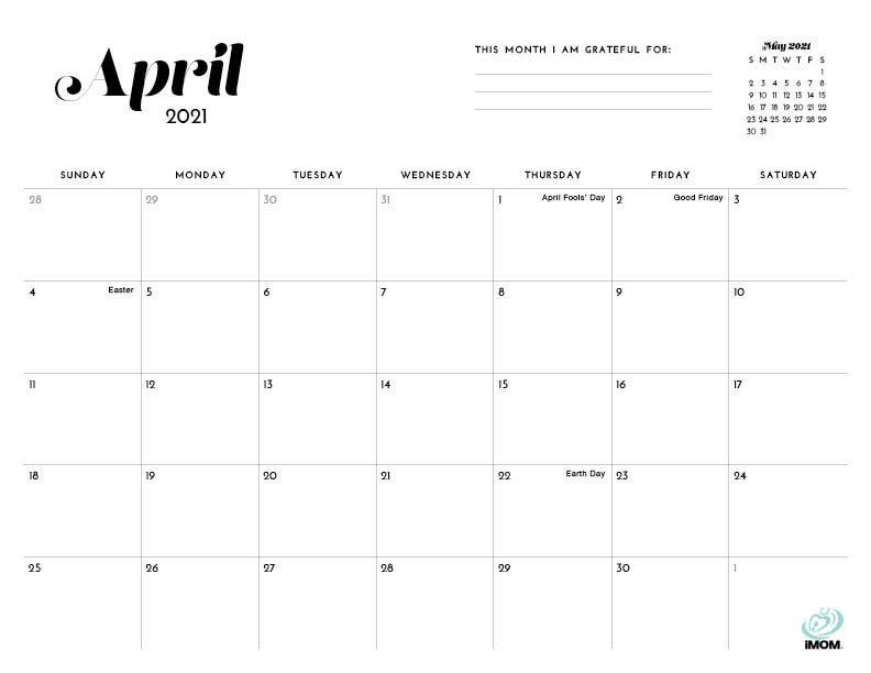 2020 and 2021 Simple Printable Calendar for Moms - iMom