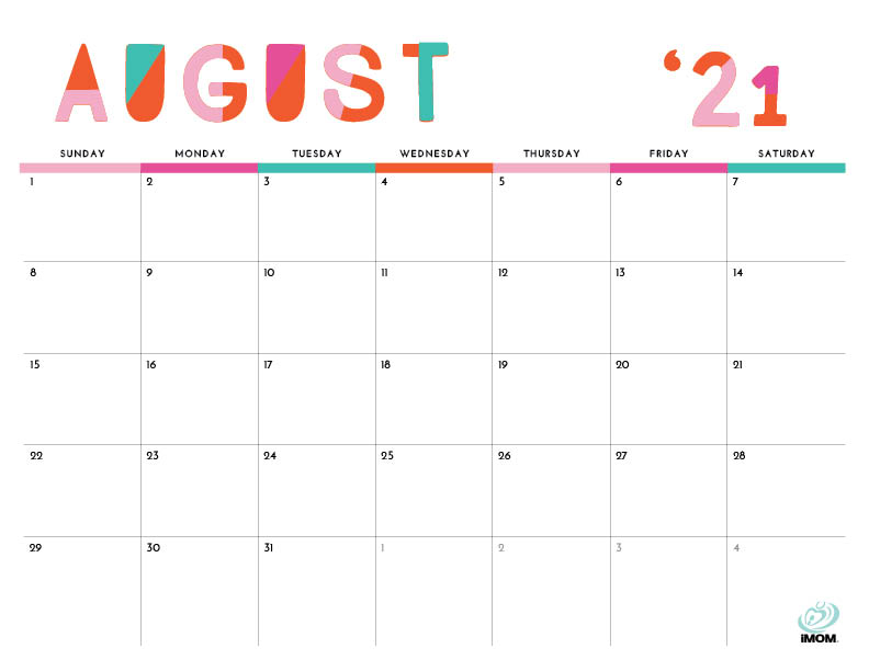 2020 and 2021 Colorful Printable Calendar for Moms iMom