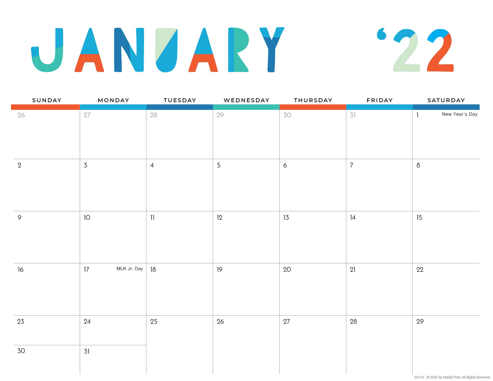 2022 Printable Calendars Free Printable Calendar Designs Imom