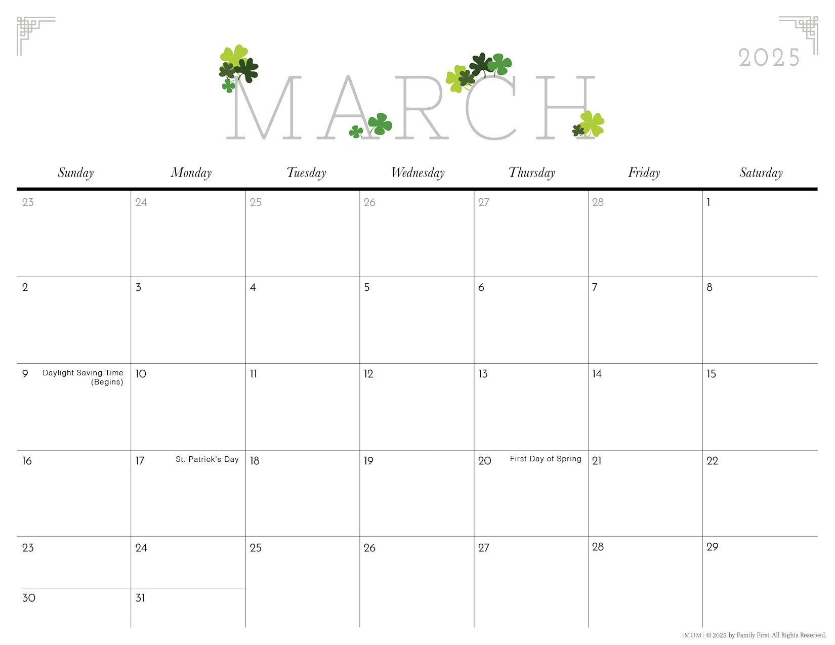 2025 Cute Printable Calendars for Moms iMOM