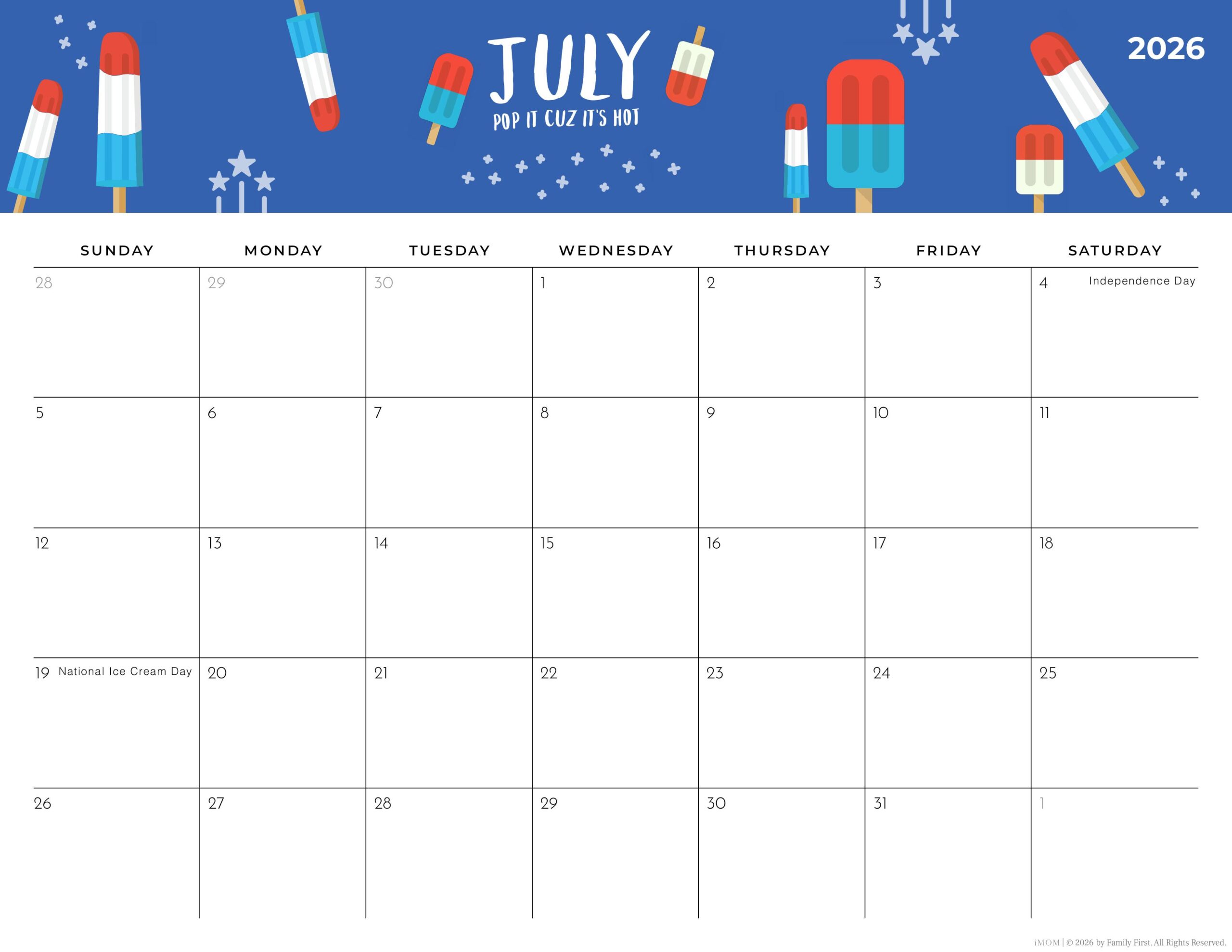 20252026 Foodie Printable Calendars for Moms iMOM