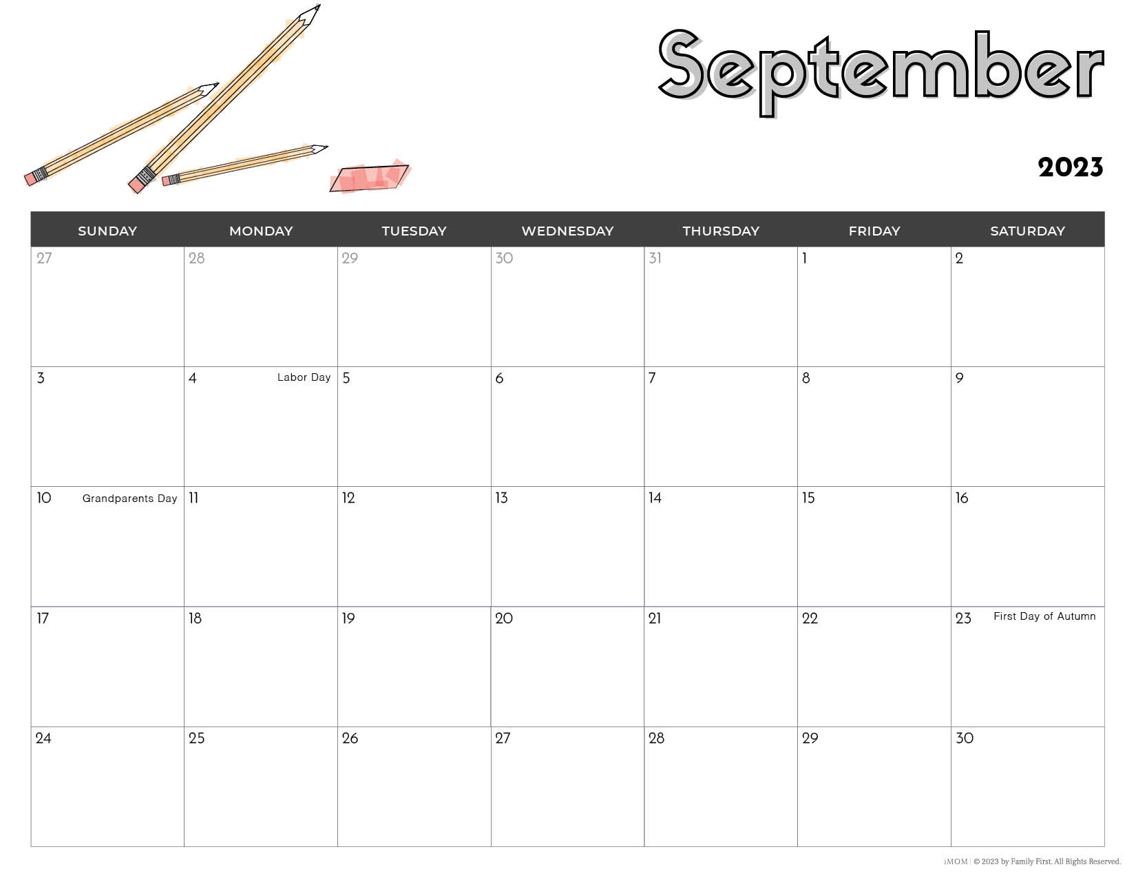 2023-2024 Printable Calendars for Kids - iMOM