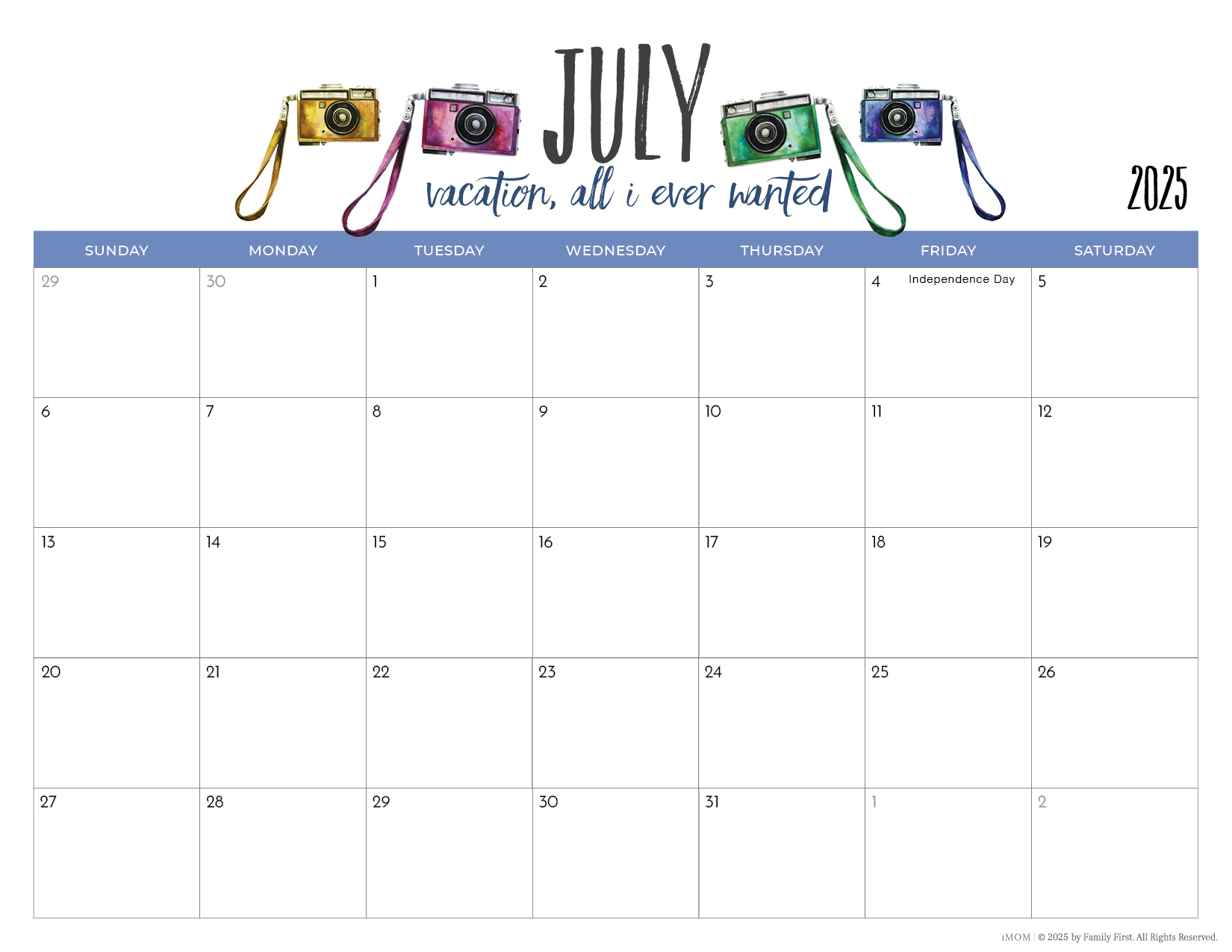 Printable blank mom calendar