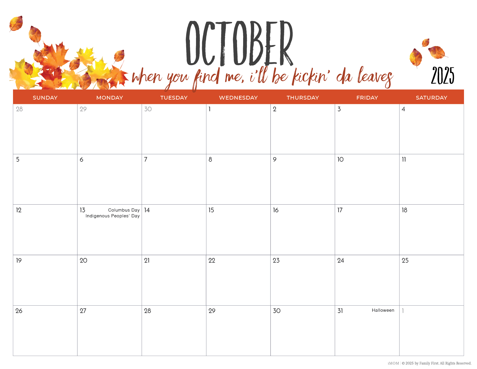 2025 Printable Calendars for Moms iMOM