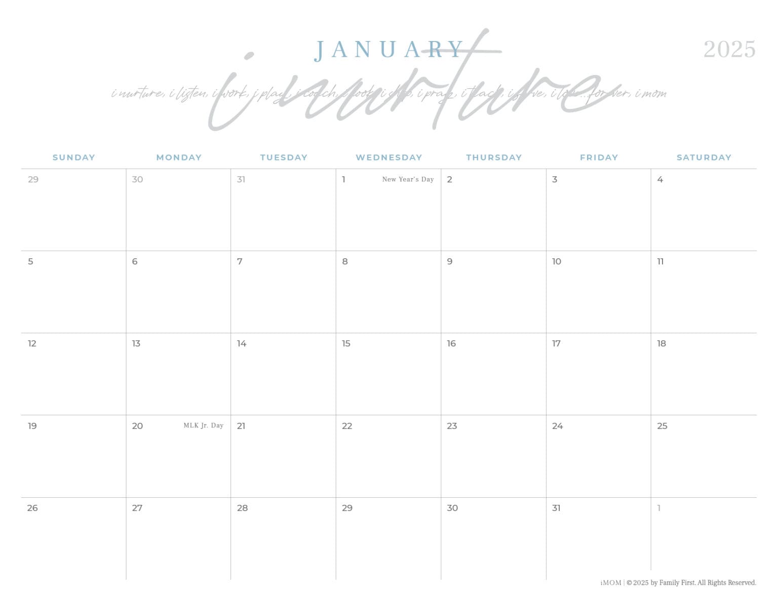 2025 Printable Calendars for Kids - iMOM