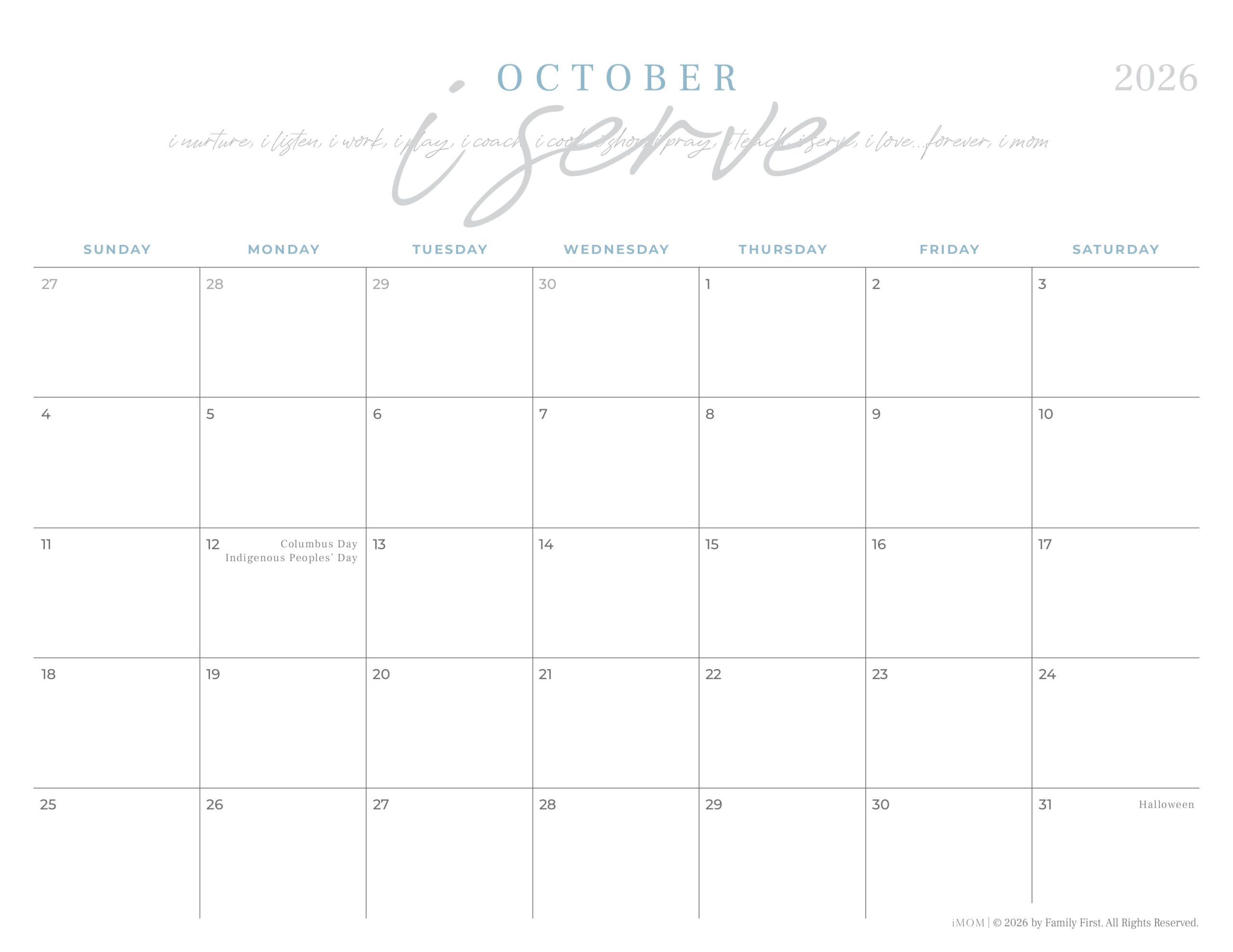 20252026 Mom Is a Verb Printable Signature iMOM Calendar iMOM