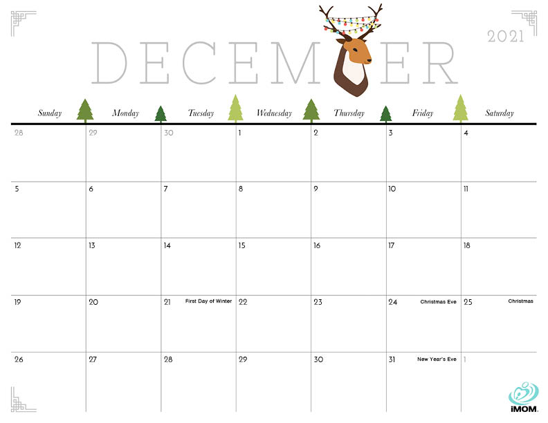 December 2021 Christmas Printable Calendar Merry Christmas 2021