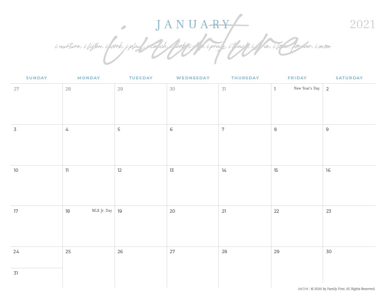 Featured image of post January 2021 Printable Calendar With Holidays