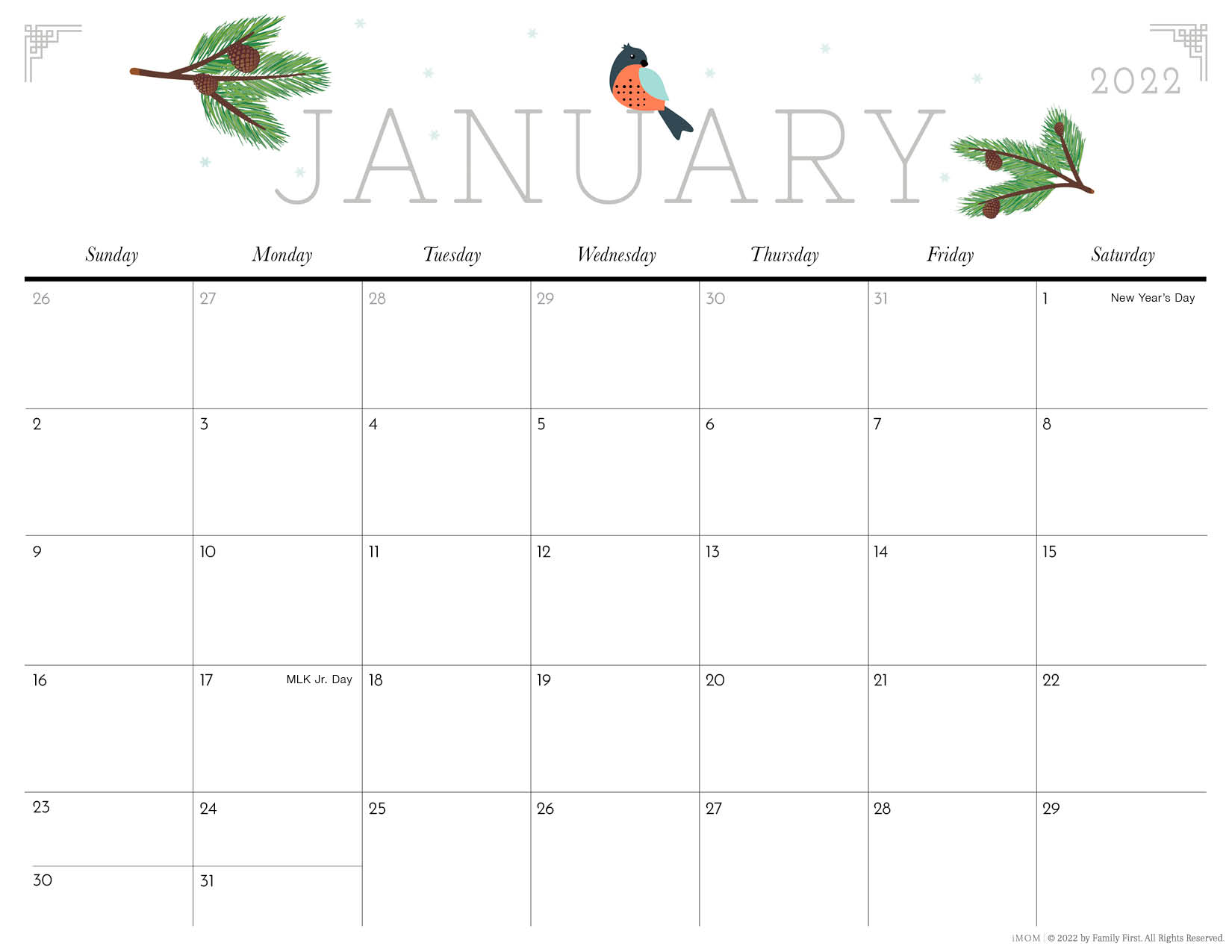 Cute January 2022 Calendar 2022 Cute Printable Calendars For Moms - Imom