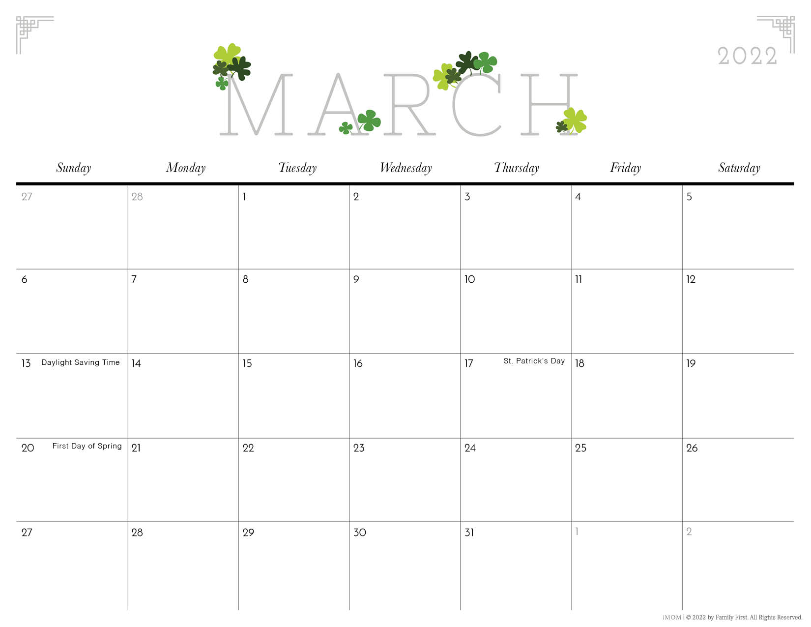 Cute March 2022 Calendar 2022 Cute Printable Calendars For Moms - Imom