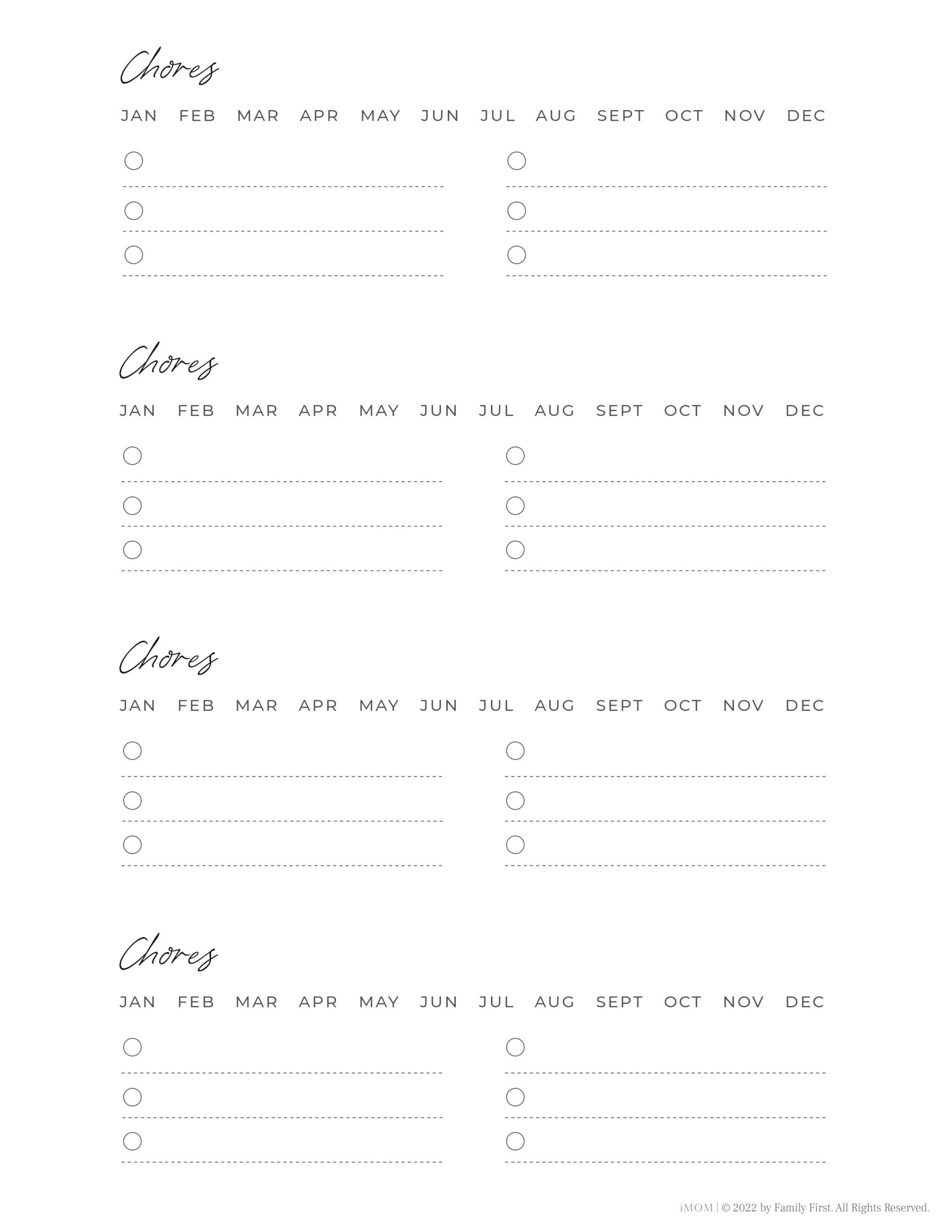 Printable Family Chore Chart - iMOM