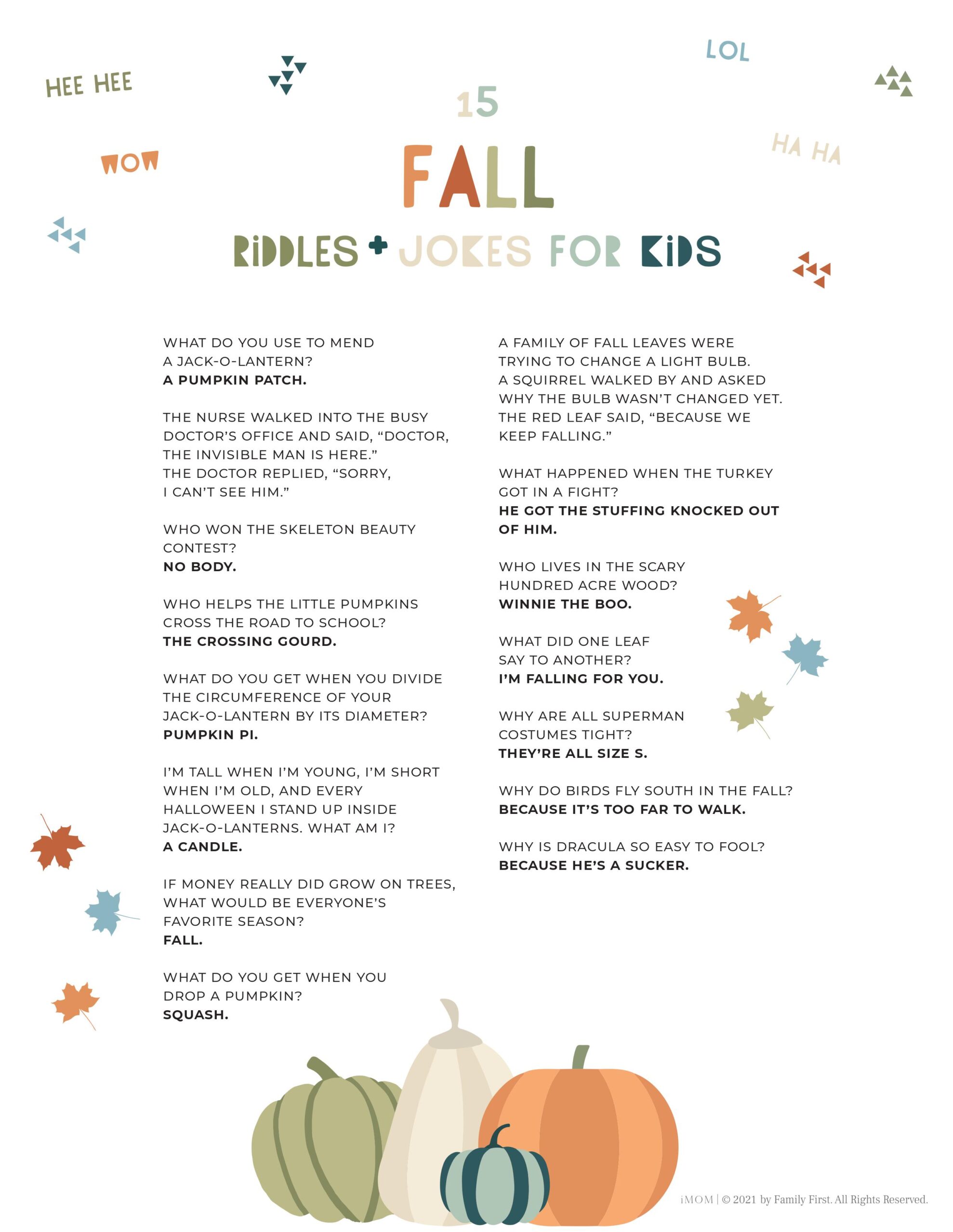 fall riddles jokes for kids long